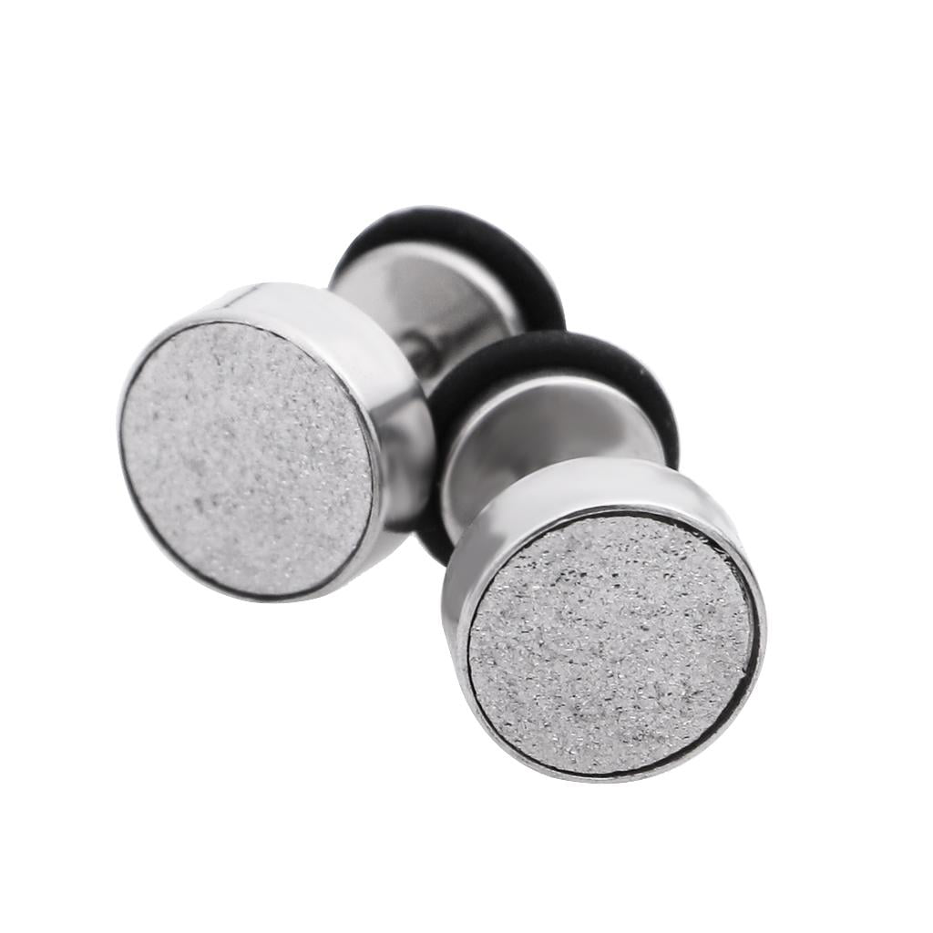 WHITE STAINLESS STEEL FAKE CHEATER PLUGS WITH O RINGS 8mm 1 X PAIR 