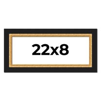 22x8 Frame Gold Real Wood Picture Frame Width 2.25 Inches | Interior Frame Depth 0.5 Inches |