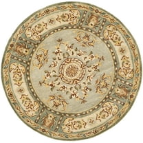 SAFAVIEH Bergama Cromwell Oriental Wool Area Rug, Light Blue/Ivory, 6' x 6' Round