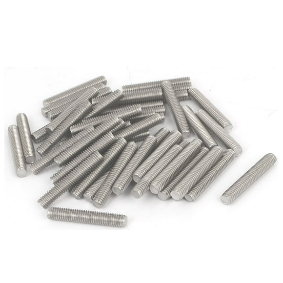 Unique Bargains M6 x 35mm 1mm Thread Pitch 304 Stainless Steel Rod Bar Studs Silver Tone 50 Pcs