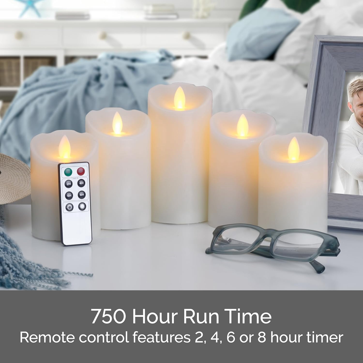 Reflections by Mikasa Realistic Wax Flameless Candles, LED Candles with Remote, Exquisite White Battery Candles for Wedding, Christmas Decorations, and Everyday, Set of 3