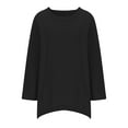 thumbnail image 6 of Giftesty Womens Shirts Top Clearance Women's Round Neck Long Sleeve Loose Imitation Cotton And Linen Tunic Blouse, 6 of 6