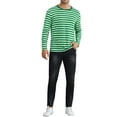thumbnail image 2 of INSPIRE CHIC Striped T-Shirt for Men's Casual Crew Neck Long Sleeves Basic Tee Tops S Light Green, 2 of 6