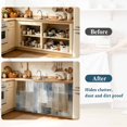 thumbnail image 3 of Brown Grey Sink Skirt for Bathroom, Self-Adhesive Under Sink Curtain, Geometric Modern Abstract Oil Painting Hide Pipes & Storage Fabric Cabinet Skirt Cover for Kitchen Laundry 32"x55", 3 of 8