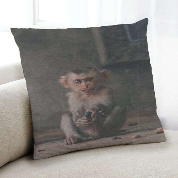 Ahgly Company Animals Monkey Indoor Throw Pillow, 18 inch by 18 inch