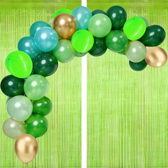 80Pcs 12 Inch Metallic Green Metallic Gold Dark Green Light Green Sage Green Balloons and 2 Pack Sage Green Streamer 3.2 x 6.56 FT for Birthday Wedding Baby Bridal Shower Party Decorations