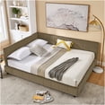thumbnail image 2 of Queen Size Upholstered Daybed Sofa Bed with Backrest, Velvet Convertible Sleeper for Living Room, Bedroom or Studio, Brown, 2 of 10