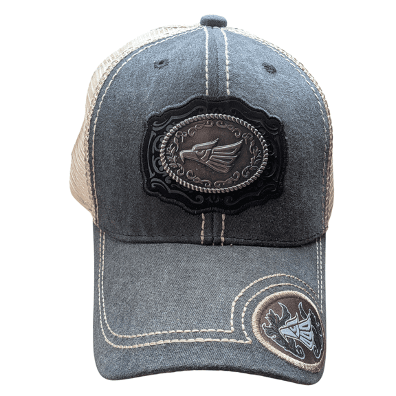 Mexico Eagle Western Charcoal/Khaki Trucker Mesh Back Baseball Cap