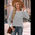 thumbnail image 4 of Camisas de Larga para Mujer, Suéteres, Conjuntos de Otoño, Bloques de Color, Ropa de Invierno, Elegantes, Informales, Suaves. Gris XXL, 4 of 7