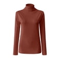 thumbnail image 6 of Long Sleeve Shirts for Women Cotton Women Casual Solid Long Sleeve Turtleneck Blouse Tops Slim Fit Stretchy Layer Tee Shirts Z0A-Red, XL, 6 of 7