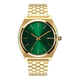NIXON Time Teller A045 - Gold / Green Sunray - 100m Water Resistant Men's Analog Fashion Watch (37mm Watch Face, 19.5mm-18mm Stainless Steel Band)