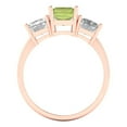 thumbnail image 4 of 4.0ct Emerald Cut Green Natural Peridot 18k Pink Rose Gold Engraving Statement Bridal Wedding Three-Stone Designer Ring Size 3.5, 4 of 5