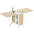 thumbnail image 1 of HOMCOM Folding Dining Table with 4-Shelves, Drop Leaf Kitchen Table, Brown, 1 of 10