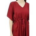 thumbnail image 4 of Bimba Women's V-Neck Tassel Kaftan Short Drawstring Waist Caftan Beachwear Coverup Dress, 4 of 9