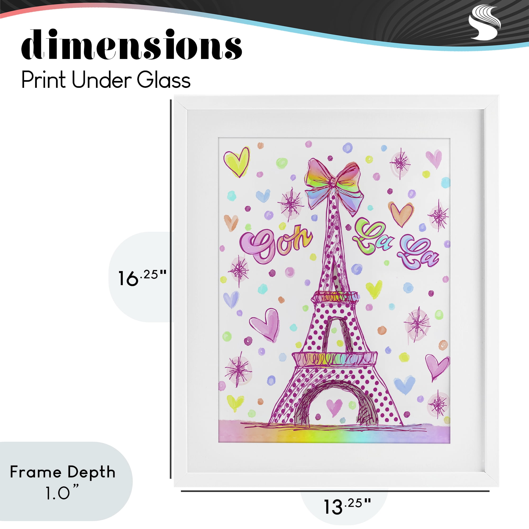 Stupell Industries Bright Pastels Eiffel Tower White Framed Print Under Glass, design by Jess Stempel