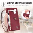 thumbnail image 4 of Wallet Case for Samsung Galaxy S23 Plus Women Men, Durable PU Leather Magnetic Flip Lanyard Strap Wristlet Zipper Card Holder Kickstand Wallet Phone Case Cover Full Body Protection, Red, 4 of 10