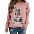 thumbnail image 6 of HOMBOM Womens Dressy Easter Tops Pink Long Sleeve Hoodless Sweatshirts Crew Neck Easter Rabbit Print Spring Tops For Women 2024 Trendy M, 6 of 6