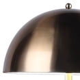 thumbnail image 2 of Benjara Aria 21" Table Lamp- Dome Shade- Round Base- Black Faux Leather- Brass, 2 of 7
