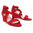 thumbnail image 2 of DREAM PAIRS Women's Summer Open Toe Wedge Sandals Ankle Strap Platform Sandals INNIS-1 RED Size 5.5, 2 of 5