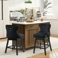 thumbnail image 7 of Homhum 360° Swivel Bar Stools Set of 2, Wood Legs and Fabric Island Chairs, Black, 7 of 7