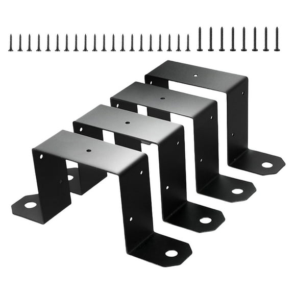 4Pcs Effective Deck Fence Brackets For 4x4inch Post Beams With Black Coating for Efficient Structure Support