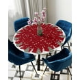 thumbnail image 5 of Christmas Round Tablecloth Fitted Table Cover, Elastic Tablecloths Waterproof Outdoor Indoor Stretch Cloth Tablecover for Dinner, Party, Shower, Winter Snowflake Red Snowman 36-44IN, 5 of 6