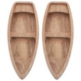 thumbnail image 1 of COMPUKAS 2Pcs Handcrafted Wooden Canoe Boat Models Light Brown Decorative Nautical Ornaments for Home, 1 of 8