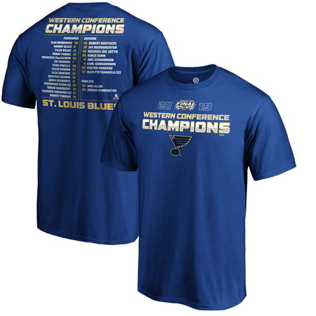 St. Louis Blues Fanatics Branded 2019 Western Conference Champions Big & Tall Defender Roster T-Shirt - (Best Blues Amp 2019)
