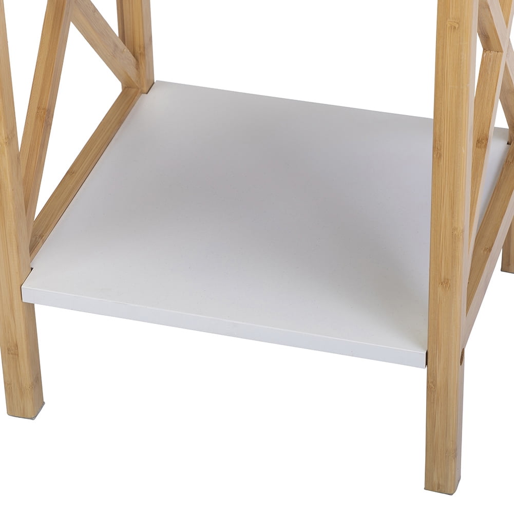 Kepooman Bamboo Nightstand Set of 2, Wood Accent Table with Drawer & Storage Shelf for Bedroom, White and Natural Kepooman Bamboo Nightstand Set of 2, Wood Accent Table with Drawer & Storage Shelf for Bedroom, White and Natural