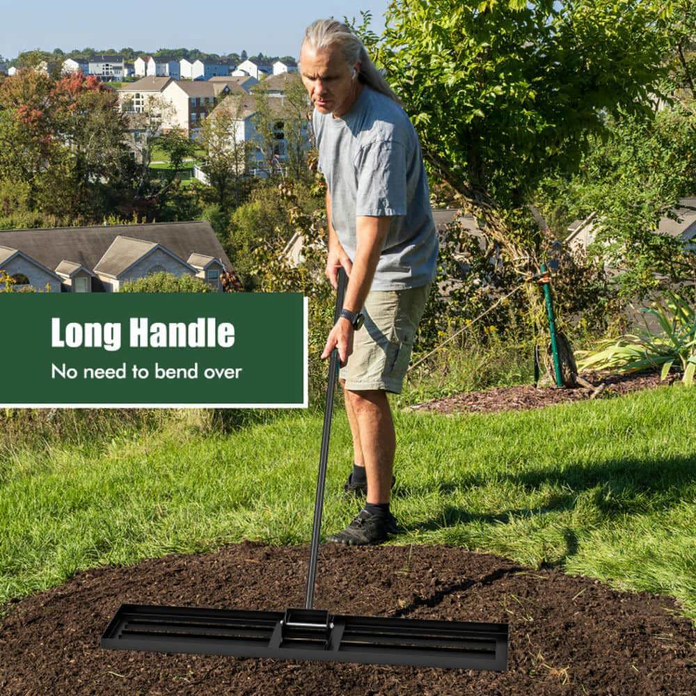 Yardi Yarda 46 x 10 Inch Lawn Leveling Rake for Outdoor as Yard, Heavy Duty Lawn Level Tool for Soil, Black