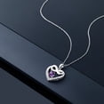thumbnail image 3 of Gem Stone King 10K White Gold Purple Amethyst and White Lab Grown Diamond Heart and Infinity Pendant Necklace for Women (0.89 Cttw, Round 5MM, with 18 inch Silver Chain), 3 of 4