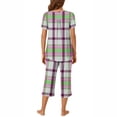 thumbnail image 3 of Rbaofujie Pyjama pour Filles pour Femmes, Col Rond, Imprimé à Carreaux, Manches Courtes, Ensemble Chemise de Nuit et Pantalon, Tenue d'Intérieur, Pyjama avec Poches, Peignoir, 3 of 6
