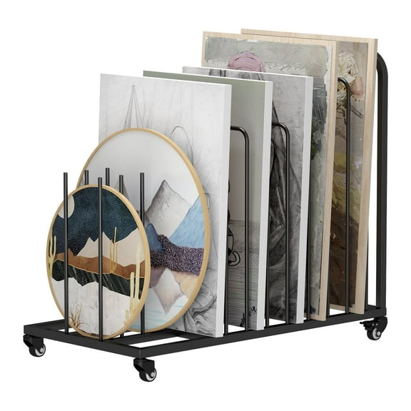 Advwin Heavy Duty Rolling Art Storage Rack with Adjustable Divider & Lockable Wheels, Multi-Purpose Metal Organizer for Drawing Boards, Canvas,  Instruments or Studio & Classroom Use
