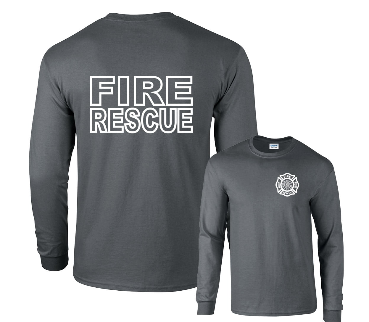 Fire Rescue Duty Firefighter F&B Long Sleeve TShirt