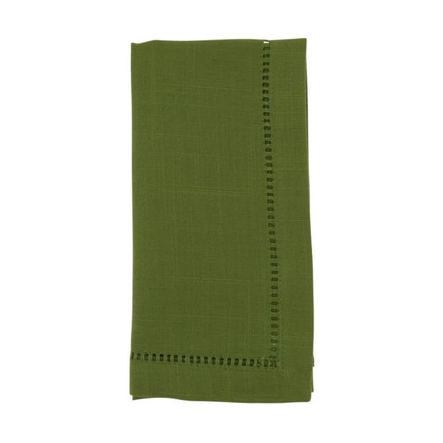 SARO Serviette de Table Carrée Classique à Bordure Ajourée de 20 Po Vert Kelly - Ensemble de 12