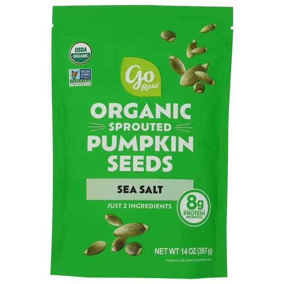 Pack of 6, Go Raw Organic Sprouted Sea Salt Pumpkin Seeds, 14 oz