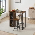 thumbnail image 3 of Bingirl Rustic Brown Bar Table and Chairs Set, Dining Table Set, 3pcs Kitchen Dining Table Set with Storage Drawer & Shelf, Pub Table and Chairs Set for Small Spaces and Apartments, 3 of 5
