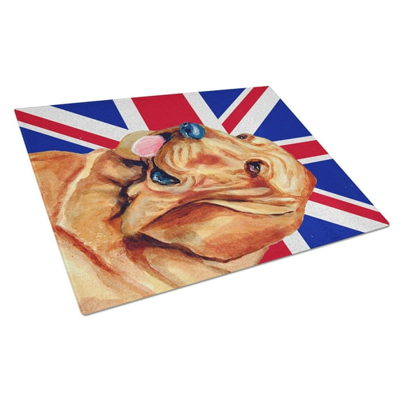Caroline's Treasures Bloodhound with English Union Jack British Flag Glass Cutting Board Large Size