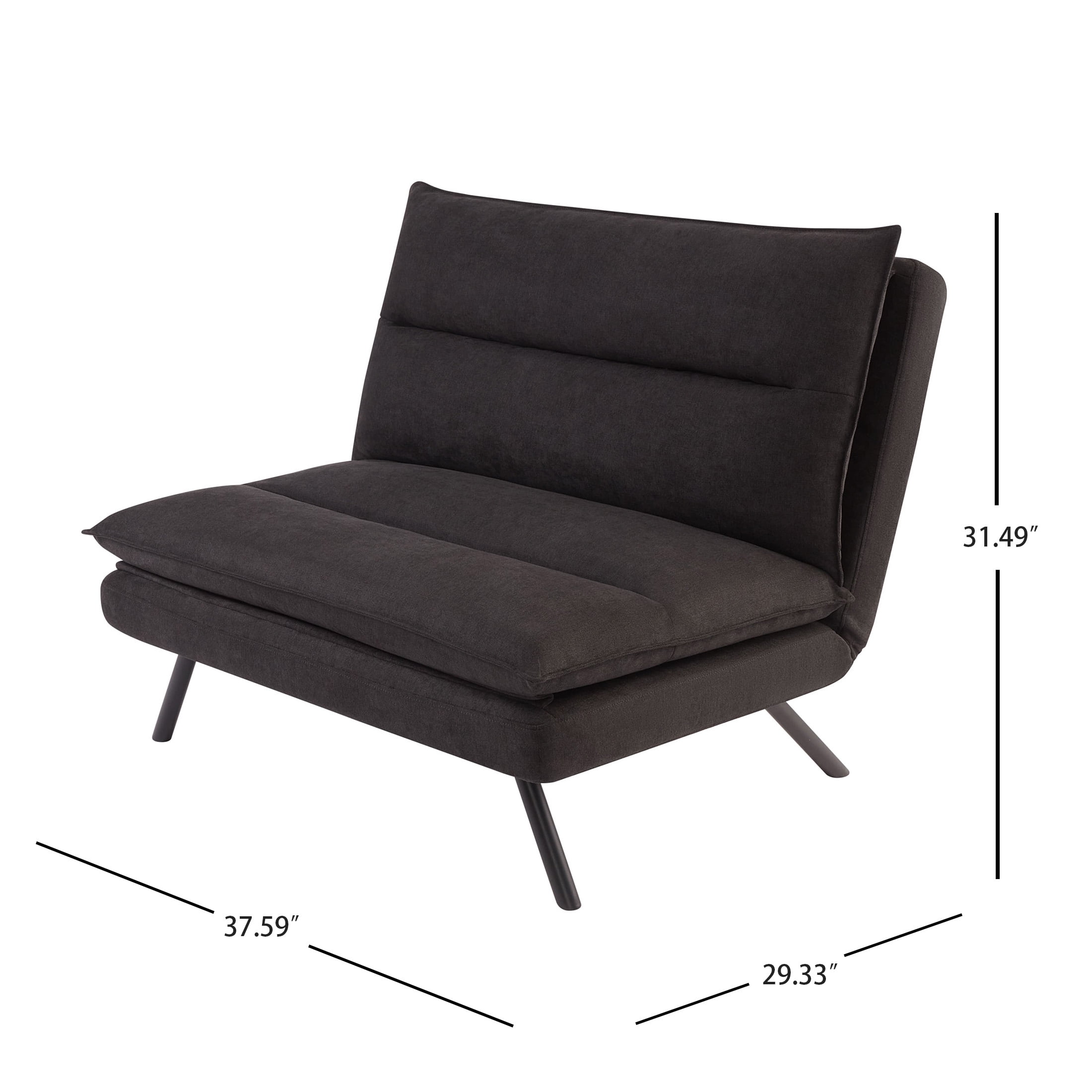 Mainstays Pillow Top Convertible Accent Chair with 37.59in. x 29.33in. x 31.49in, Charcoal for Adult