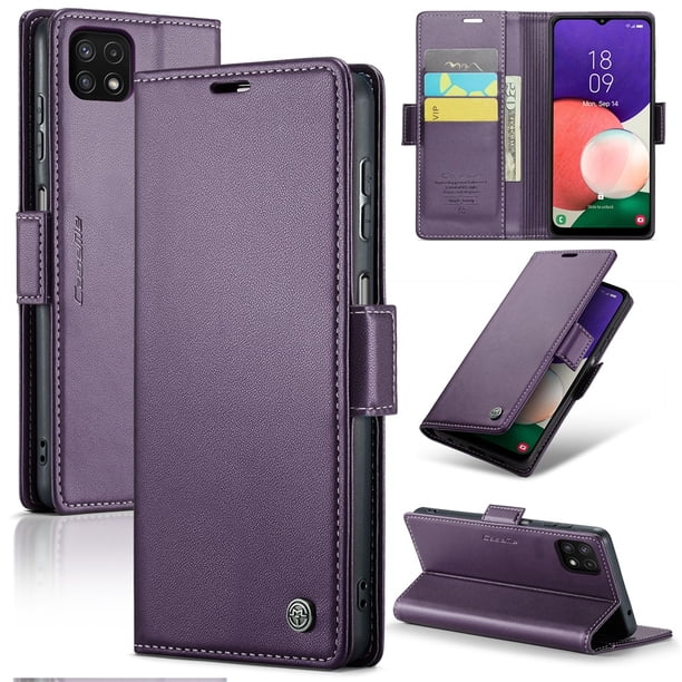 CaseMe Funda de Cuero para Samsung Galaxy A22 5G con Bloqueo RFID, para Samsung Galaxy A22 5G Funda para Mujer Hombre Tarjetero Cierre Magnético Funda Tipo Folio para Samsung Galaxy A22 5G