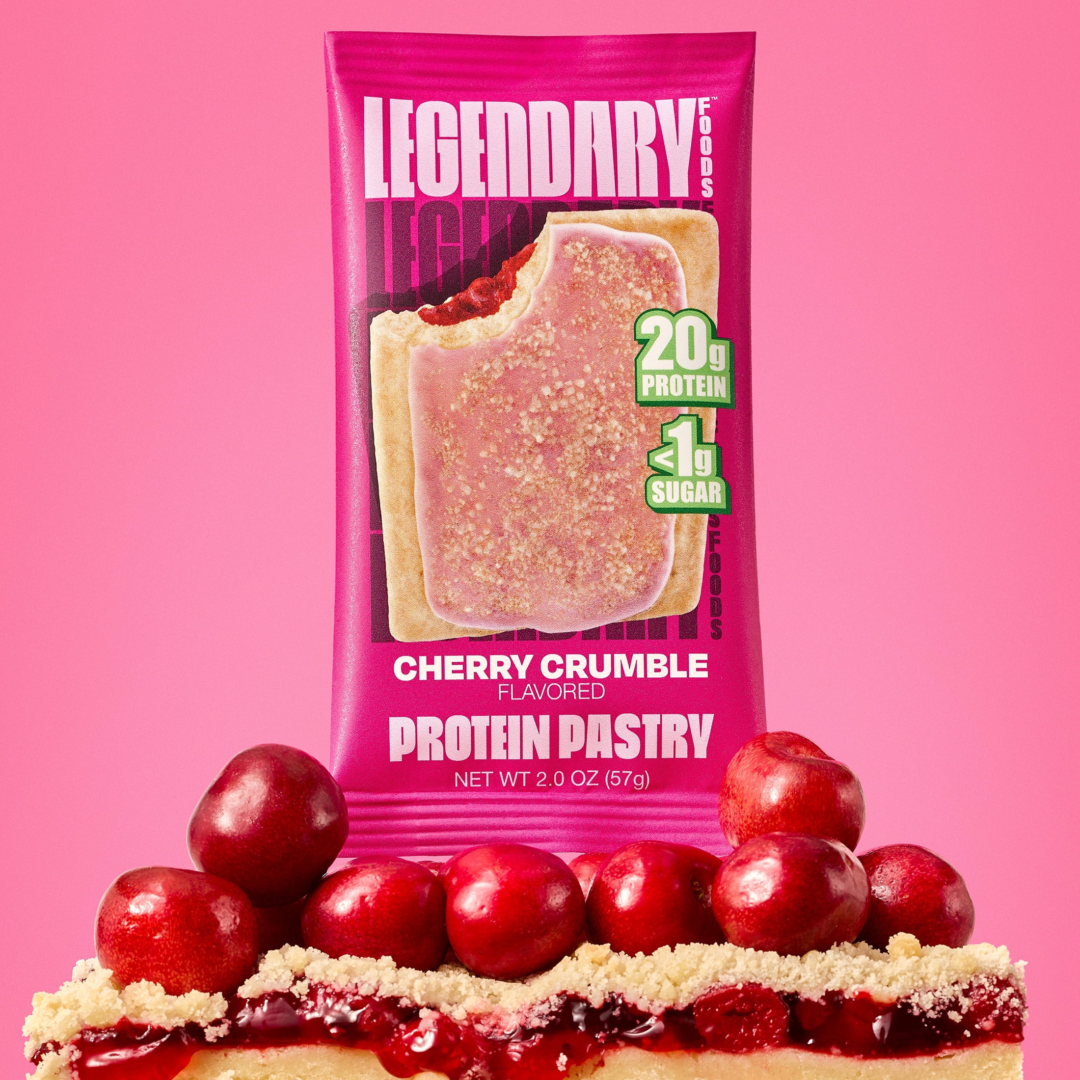 Legendary Foods Gluten Free and Keto Friendly Protein Pastry - Cherry Crumble - 8oz/4ct