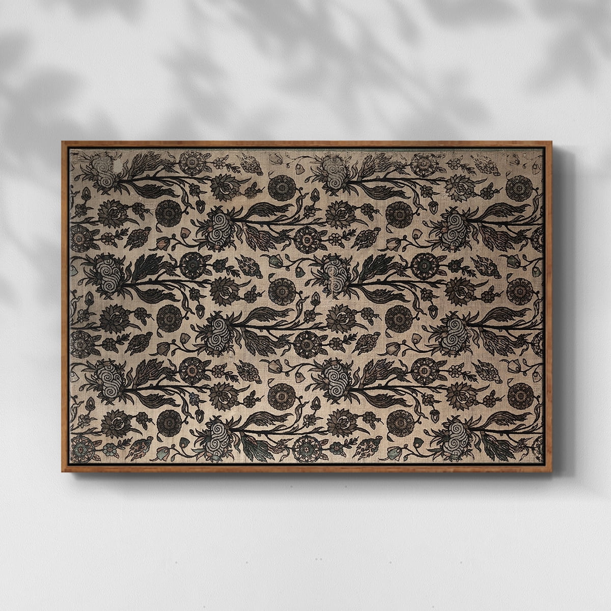 Vintage Abstract Print-XXXII Framed in Walnut Wood Gallery Wrapped Canvas 17 in. x 25 in.