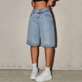 thumbnail image 2 of Girls Baggy Jorts Tween Girls Wide Leg Loose Knee Length Jean Shorts Teens Summer Y2K Skater Streetwear Washed Denim Shorts, 2 of 7