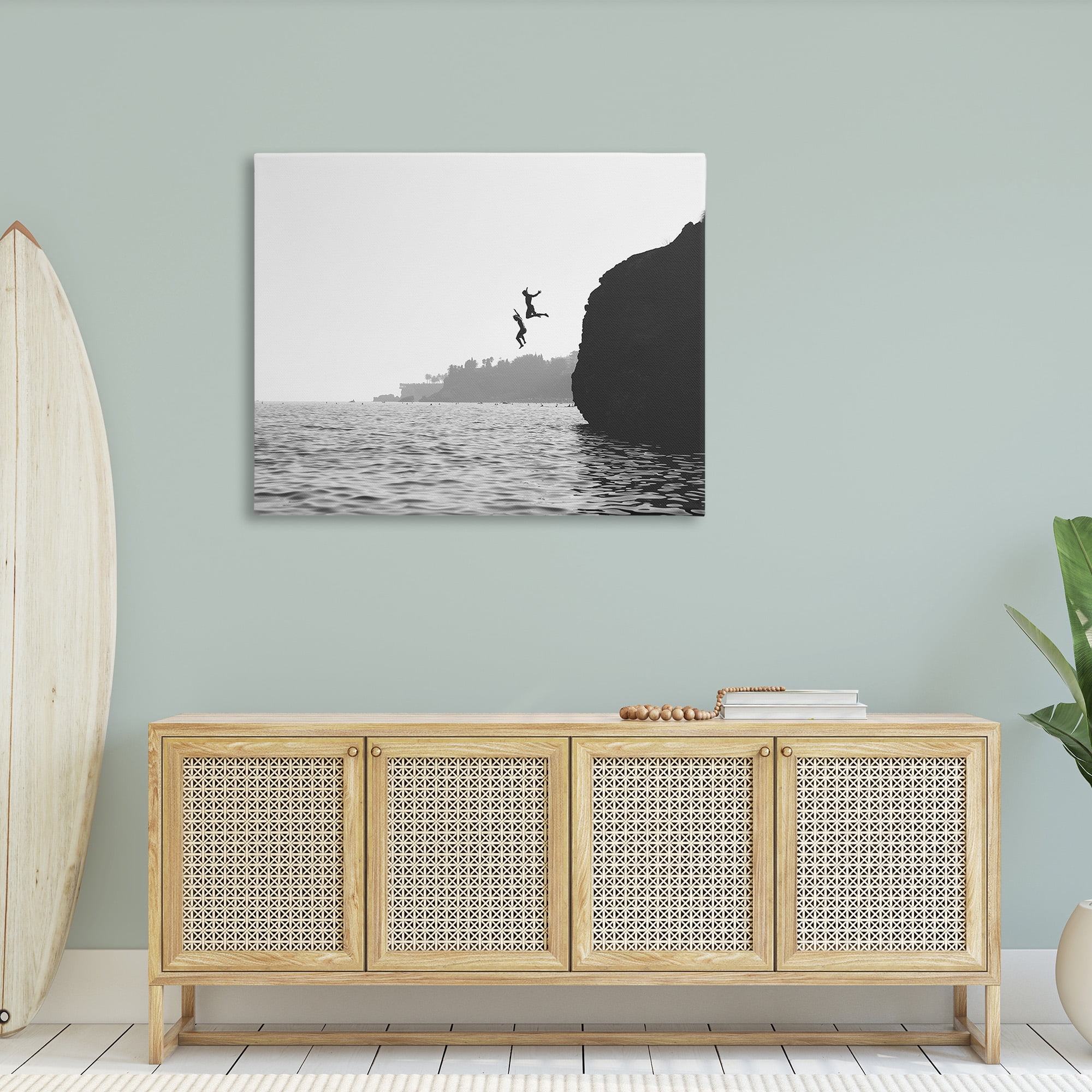 Stupell Industries Diving Ocean Cliff Landscape Photography Gallery Wrapped Canvas Art Print Wall Art, 48 x 36