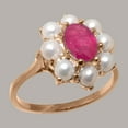 thumbnail image 2 of LBG British Made 9k Rose Gold Natural Ruby & Cultured Pearl Womens Cluster Ring - 33 size options - Size 11.25, 2 of 6