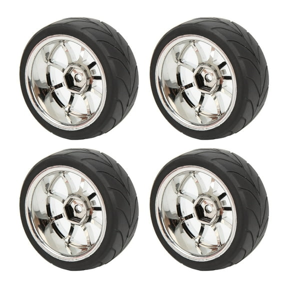 RC Car Tires, 4PCS 1/10 RC Wheels Strong Cushioning High Abrasion Resistance RC Tires Rubber RC Car Tires for Most 1/10 Flat Sports Car [B]