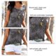 thumbnail image 3 of Camisa de manga corta para mujer, Top con cuello redondo, camisa con estampado de hojas, Top informal holgado de verano, gris oscuro M, 3 of 4