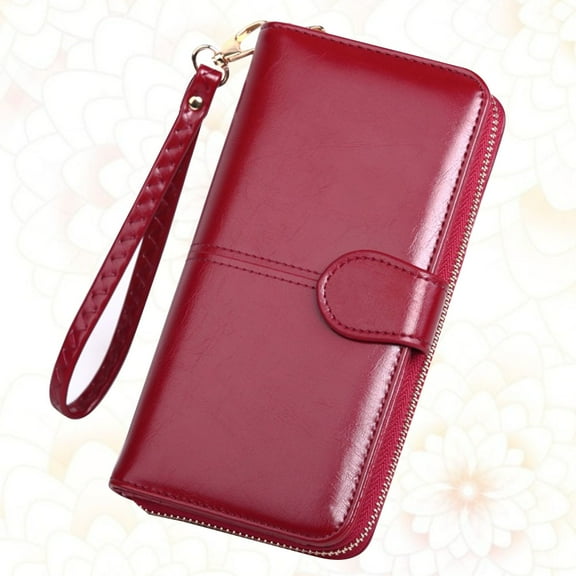 EXHUMKY 1Pack Small Purse for Women Wine Red Pu Leather with Phone Pocket Clutch