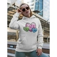 thumbnail image 2 of Green, Pink And Blue Hearts  Women Hoodie, Female Medium, 2 of 4