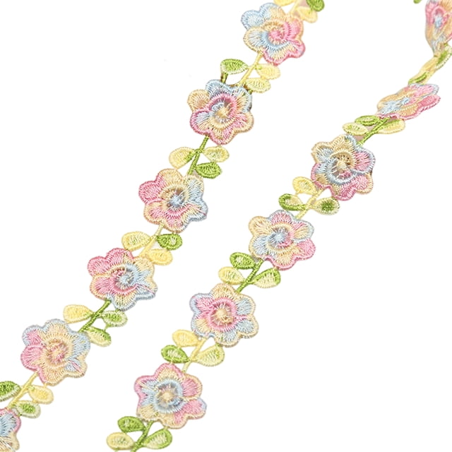 Visland Flower Lace Trim Ribbon Vibrant Color Widely Used DIY Crafts Embroidered Crochet Lace Trim Fabric Decorations for Sewing